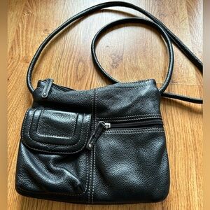Black Leather Tignanello Crossbody Bag